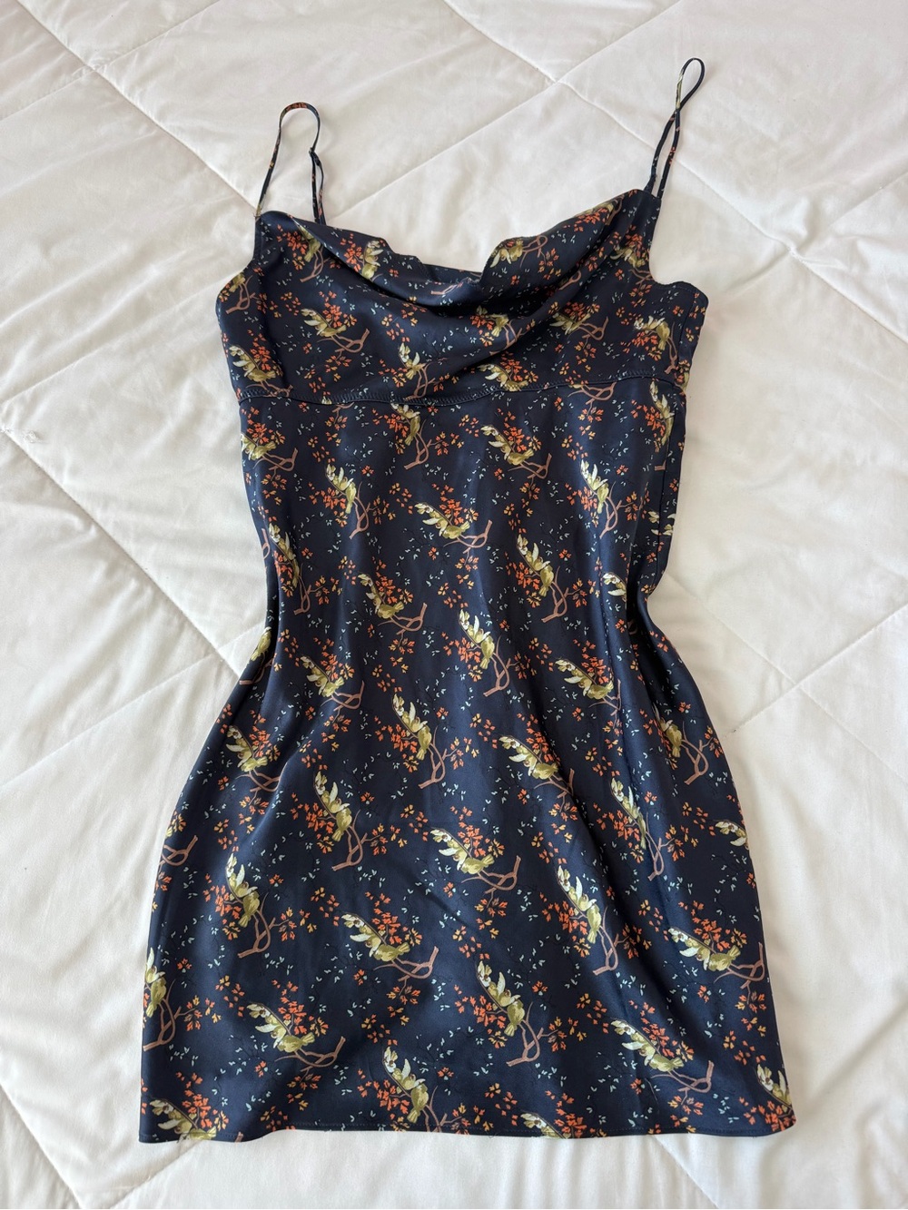 Victoria's Secret Navy Floral Cowl Slip Mini Dress